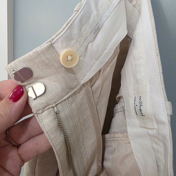 Wilfred Linen Slacks Women’s Size 6 Beige Wide Leg Pants - Picture 8 of 13